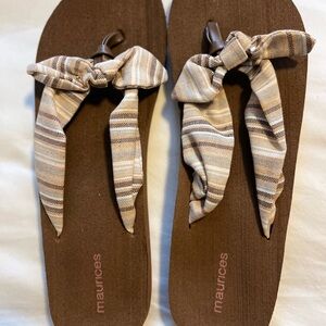 Maurices Brown Striped Women's Sandals size 10.5 new never worn